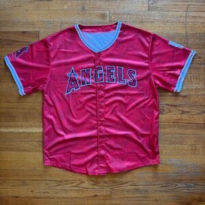 Los Angeles Anaheim Angels Pechanga #25 Baseball Jersey Red Short Sleeve Mens XL